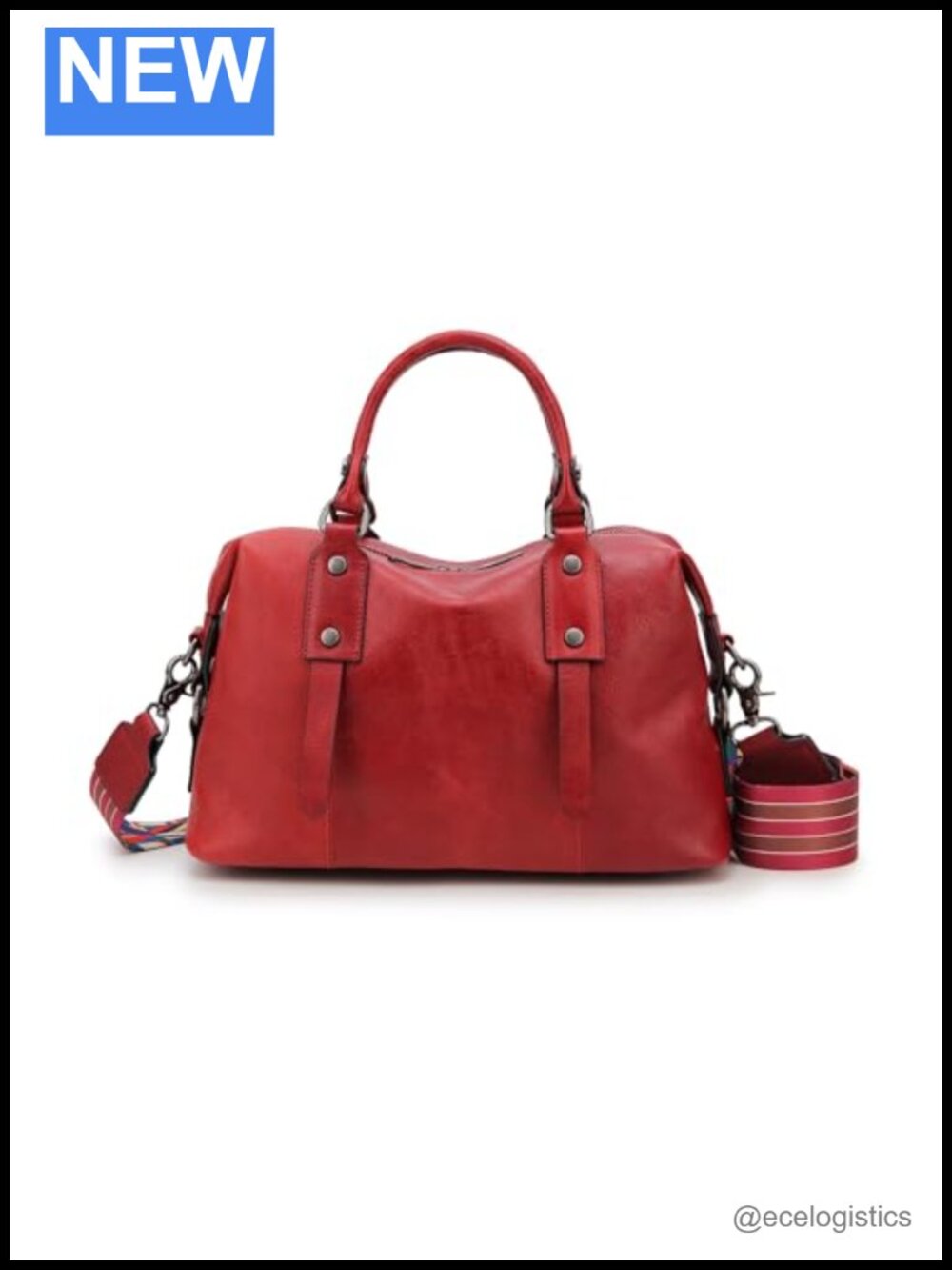 Genuine Leather Vintage Satchel Handbag Women Shoulder Crossbody Tote Purse